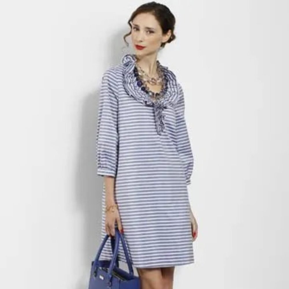 Kate Spade Blue and White Long Sleeve Dress